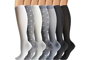 Losvcbcx 7 paires de chaussettes de compression pour hommes et femmes de 15 à 20 mm de titane sont les meilleurs articles sportifs et médicaux pour les infirmières de course, de vol et de voyage