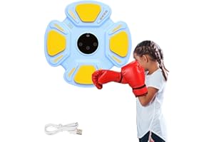 MAGIC SELECT Macchina da Boxe Musicale, Attrezzatura da Allenamento per Boxe a Parete in PU, Pad da Boxe a LED, 3 Canzoni Diverse, Luci al Ritmo della Musica per Bambini e Adulti. (32x32x4,5 cm)