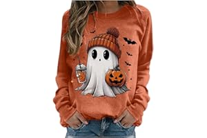 NerYuo Halloween Sweatshirt Femme Col Rond Sweatshirt Graphique Imprimé Halloween Pull à Manches Longues Casual Vêtements Chemisier Tops Sport Hauts Sweatshirts Automne Hiver