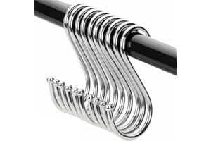 DONJIM 15 Pezzi Ganci a S, 9,5 cm Ganci Cucina a Forma di S, Ganci in Acciaio Inox, Ganci a S per Appendere, Ganci Metallici a Forma di S Multiuso per Cucina, Bagno, Guardaroba