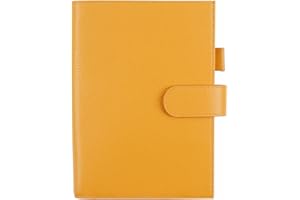 Moterm Skórzane etui na notatnik A5 – pasuje do planera Hobonichi Cousin, Stalogy i Midori MD, ze szlufką na długopis, przegródkami na karty i tylną kieszenią (musztarda żwirowa)