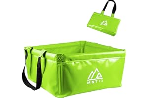MNT10 Ciotola Pieghevole da Esterno da 15L o 20L I Ciotola da Campeggio Pieghevole in Tessuto Resistente I Utilizzabile come Ciotola per Lavare, Lavandino da Campeggio o Secchio Pieghevole (Verde 15L)