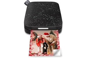 HP Sprocket Imprimante photo portable (Noir) Imprime instantanément des photos autocollantes ZINK 2x3 "à partir de votre appareil iOS et Android