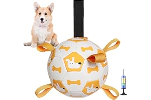 YUEMING Pelota Juguete Perro, Juguetes Interactivos de Fútbol para Perros con Lengüetas de Agarre y Bomba, Pelota Juguete Duradera para Perros Medianos y Pequeños para Juegos de Buscar y Tirar, 15cm