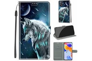 KENHONER Funda para Xiaomi Redmi Note 11 Pro 5G Carcasa, Case para Xiaomi Redmi Note 12 Pro 4G Funda Libro con Tapa Piel Case Flip Cuero,Cierre Magnético Antichoque - Lobo