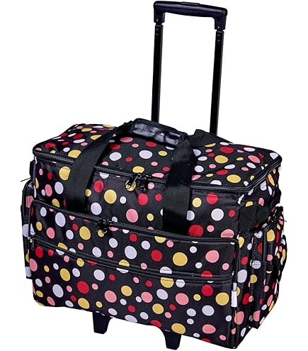 Everything Mary Opvouwbare luxe opbergkoffer met 4 wielen, roze en grijze bloemen, rollende trolley, draagtas compatibel met broer, zanger en de meeste machines