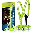 LUMEFIT High Visibility Vest Reflective Running Vests with Armbands High-Vis for Safety of Kids, Women, Men, Children, Adjustable Gear, 8 Bright LED for Day and Night Car, Bike, Cycling etc
