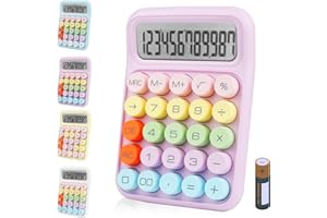 Bimormat Colorful Electronic Calculator,12 Digit Large LCD Display and Big Round Buttons Candy-Colored Desktop Calculator for Office,School,Home,Business(UK-COCA-Purple)