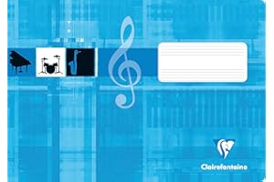 Clairefontaine 31514C – Zeszyt szkolny do muzyki, A5 14,8x21 cm poziomy, 16 stron z pięciolinią, papier 90g, turkusowy, 1 sztuka