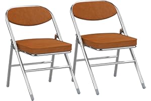 PIPIPOXER Pliante Chaise Furniture Lot de 2 chaises Pliantes en Tissu Flanelle Douillet et Cadre en Acier Marron à l'intérieur, à l'extérieur,à la Salle de conférence, 46 x 41 x 80,3 cm