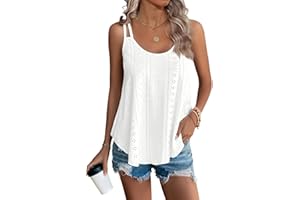 Sampeel Vests for Women Summer Tops Ladies Sleeveless Tank Tops Scoop Neck Shirts Spaghetti Strap Eyelet Camisoles