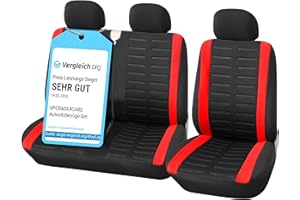 ‎UPGRADE4CARS Upgrade4cars Transporter Autositzbezüge Set für die Vordersitze | Van Auto-Schonbezüge Universal in Rot