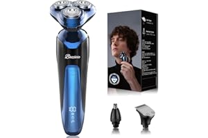 Rasierer Herren Elektrisch, Bazivve 4D Elektrischer Rasierer, 2024 Upgraded 3-in-1 Rasur Barttrimmer, IPX7 Nass & Trocken Rasierer LED 120mins Laufzeit, Reiseschloss