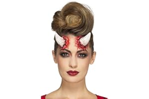 Smiffys Make-Up FX, Latex Devil Horn Prosthetics, with Adhesive, Cosmetics and Disguises Fancy Dress, Devil Dress Up Cosmetics & Disguises.