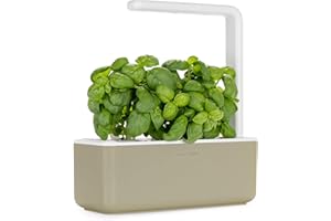 CLICK AND GROW Click & Grow Indoor Herb Garden Kit with Grow Light | Smart Garden for Home Kitchen Windowsill | Easier than Hydroponics Growing System | Vegetable Gardening Starter (3 Basil Pods included), Beige