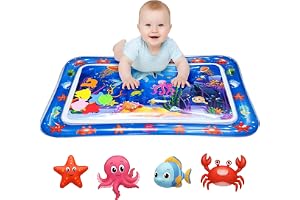 SHOPING SOLUTIONS LLC, Tummy Time Water Play Mat for Babies, Infant Sensory Activity Toy, Tummy Time Pad for Newborn, Water Play Mat for Kids, Strengthen Muscles & Motor Skills 3–24 Months, Blue