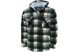 SMART WEAR CLOTHING LIMITED Mens Padded Shirts Lumberjack Hooded Flannel Check Jacket Thick Quilted Work Wear Warm Thermal Fleece Fur Lined Top Casual Coat Size M-XXL