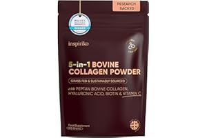 Inspiriko Bovine Collagen Powder for Women - 50 Servings, Grass-Fed Peptan Collagen Supplements for Women with Hyaluronic Acid, Biotin & Vitamin C. Hydrolyzed Collagen Peptides for Beauty & Wellbeing