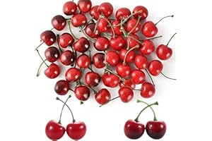 Guyode 40 Piezas Cerezas Artificiales, Decoración De Frutas Falsas, Modelo De Cereza, Decoración Realistas, Cerezas Artificiales Frutas, Plastico Cereza Falsas Decorativas para Mesa