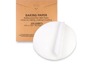 TIKXLAFE Papier Sulfurisé 10, 15, 20, 30 cm de papier parchemin rond antiadhésif prédécoupé pour tortilla, stockage/congélation de galettes de hamburger, cuisson de pizzas (Blanc, 200 Feuilles-30.5 cm)