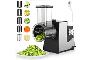 FITNATE 5-in-1 250W Electric Cheese Grater, Electric Salad Maker, Multi Grater, Fruit Cutter, Vegetable Slicer, Food Processor, Multifunctional Slicer & Shredder for Cheese, Vegetables, and Fruits