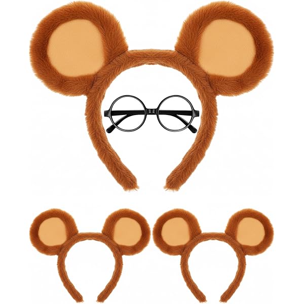 Kit De Disfraz De Ardilla 5 Piezas – Orejas De Peluche, Gafas Nerd Y Sombrero Rojo, Para Adultos Y Adolescentes, Halloween