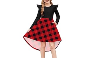Arshiner Abiti Bambine e Ragazze Maniche Lunghe Abito Festivo Bambini Inverno Vestito da Natale a Trapezio Scollo Rotondo con Tasca
