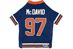 Pets First NHLPA Connor McDavid Mesh Jersey for Dogs & Cats, Edmonton Oilers McJesus-97 Dog Jersey, Size X-Large, Licensed Dog Jersey with Your Favorite Hockey Team Player