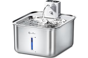 DownyPaws Fontaine a Eau Chat INOX, Fontaine a Eau Chat sans Fil avec détecteur de Mouvement et Pile, 3L Fontaine à Eau pour Chat et Chien, Facile à Nettoyer, Super Silencieux