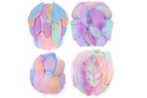 Mwoot 400pcs Plumes Colorées, Naturel Multicolore Plume Décoration pour DIY Arts Crafts, Idéal pour Costumes, Chapeaux, Décoration d'intérieur Fete Mariage Anniversaire