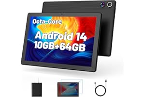 YICTY Android 14 Tablet, 10.1 Zoll Tablets mit 1280.800 IPS HD Touchscreen, Octa-Core Prozessor, 10GB RAM und 64GB ROM (Expand to 1TB), 5G/2.4G WiFi, BT 5.0, Dual 5MP+8MP Camera, 2024 Upgraded Version