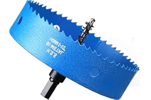 IHOMEPARK Sierras de Corona 140 mm, M42 HSS Bi-Metal Coronas Perforadoras con Adaptador y Broca Piloto Profundidad de Corte 27 mm, Abridor de Agujero para Metal Aluminio Madera PVC Plástico/Azul