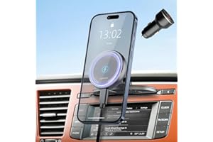 MAGJIEYX für Magsafe Autohalterung mit Ladefunktion, 15W Schnellladen Handyhalterung Auto CD Schlitz mit QC 3.0 Autoladegerät Starke Magnetkraft für iPhone 16 15 14 13 12 Serie Auto Zubehör Schwarz