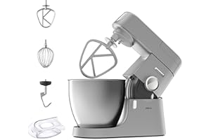 ‎KENWOOD Kenwood Chef XL KVL4100S – Küchenmaschine mit großer 6,7 l Edelstahl-Rührschüssel, multifunktionaler Küchenhelfer, 1200 W, inkl. 3-teiligem Patisserie-Set, silber