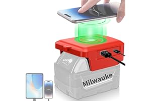MAKBOS USB Adapter Kabelloses Handy Ladegerät für Milwaukee 18V M18 Akku,Wireless für Milwaukee Typ-C Telefon Schnell Ladegerät,für Samsung für Android für iPhone,Camping Reisen,Outdoor Arbeiten