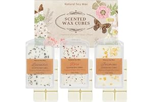 SCENTORINI Cera Perfumada, Cubos De Cera Perfumada para el Hogar, Cera Aromática de Soja, 3 Aromas Rosa, Lavanda y Jazmín, Fragancia de Habitación, Interior, Hogar, Habitación, Baño