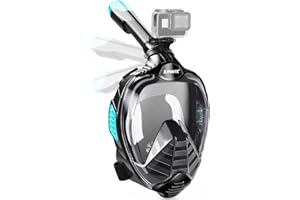 ZIPOUTE Snorkel Mask Full Face, Full Face Snorkel Mask Adult and Kids with Detachable Camera Mount, Snorkeling Mask 180 Panoramic View Anti-Fog Anti-Leak Dry Top Set with Adjustable Straps