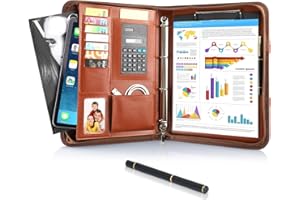 TLGREEN Teczka konferencyjna A4, skórzana teczka konferencyjna, teczka na dokumenty z zamkiem błyskawicznym, wodoszczelna teczka z pierścieniowym notesem, notesem, na spotkania biznesowe, brązowa