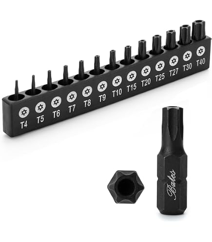 ALAZCO 13-Piece Tamper Proof Torx Bit Set - TT-4 To TT-40, 1/4" Hex Shank, CrV Steel, Made In Taiwan (AZ13TSB)