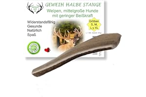 ARTISAN GIFT CO Rothirsch Geweih Hunden Kausnack Halbe Stange für Welpen oder Hunde (L - 1 stück)