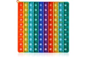 Captor Pop Push It Grande 20 x 20cm Giocattolo Antistress Push Pop 10 x 10 Palline - Modello Quadrato Arcobaleno in Silicone di Alta qualità Adatto per la Scuola Adulti e Bambini (Numeri)
