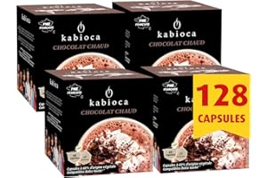 Kabioca - 128 Capsules compatible avec Dolce Gusto - Chocolat Chaud (8x16 capsules végétales pour préparation)