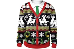 Agess Herren Frohe Weihnachten Pullover, Unisex Lustige Hässliche Weihnachtspullover 3D Xmas Sweatshirt Pullover Top