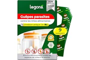 Legona Trichogrammes Anti Mites Alimentaires - 9 Cartes à 1 Livraison - Anti-Mites Naturel - Puissant Produit Contre Les Mites
