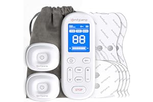 Comfytemp Wireless 3-in-1 TENS Machine for Pain Relief, Dual Channel EMS & Muscle Stimulator with 30 Modes, 4 Pads Replacement, Rechargeable TENS Unit for Back, Leg, Knee, Period Cramp