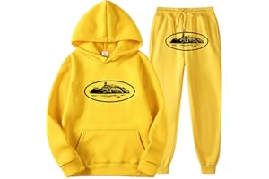 AZVFLY Traje de Jogging Chándal Traje Deportivo Jogger Fitness Ropa de Calle Hombre Corteiz Chándal Traje de Jogging Hombre Mujer Traje Deportivo 2 Piezas Sudadera con Capucha Pantalones