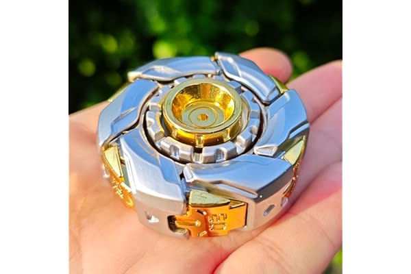 T-Conceal EDC - Toupie Fidget Sliders - Ouvert Armor - Jouet anti-stress pour adulte - Métal magnétique (argent-doré)