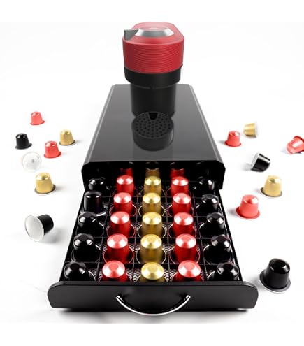 Support Rotatif à Capsules Nespresso EXZACT - 40 Capsules Classic - Base Anti-Rayures Et Tournante 360° - Design Chromé Moderne