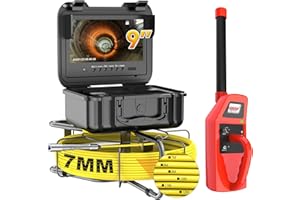 Dnenellr Telecamera Ispezione Tubi 60M con Localizzatore 512Hz, 1080P Videoispezione per Tubazioni con Autolivellante, Contametri, DVR, Sonda con Telecamera per Ispezione Tubi Fognature e Scarichi