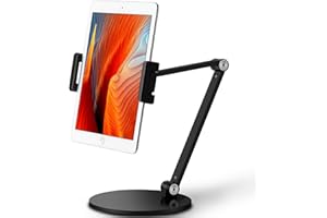 Viozon Tablet Stand Holder Mount, Rotate 360 Degrees of Flexible, Height and Angle Adjustable, High-Grade Aluminium Alloy Long Arm Compatible with 4.5-13 Mobile Phone and Tablet, iPhone, iPad(Black)
